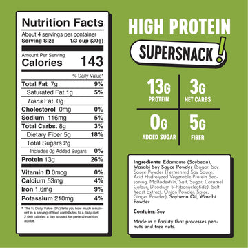 The Only Bean Edamame Dry Roasted Edamame Beans Snack (Wasabi Soy Sauce), Wasabi Peas Alternative, Asian Japanese Snacks, Health