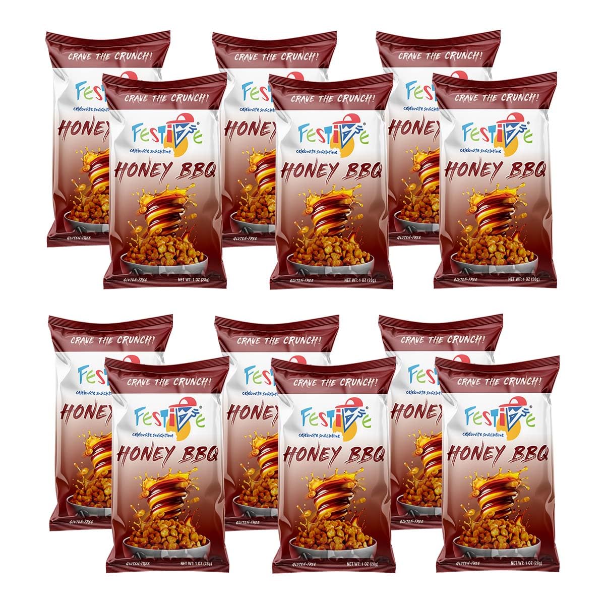 Festive Celebrate Snacktime Honey BBQ Chickpea Snacks - Non-GMO Vegan, 12-Pack, 1 Ounce Each