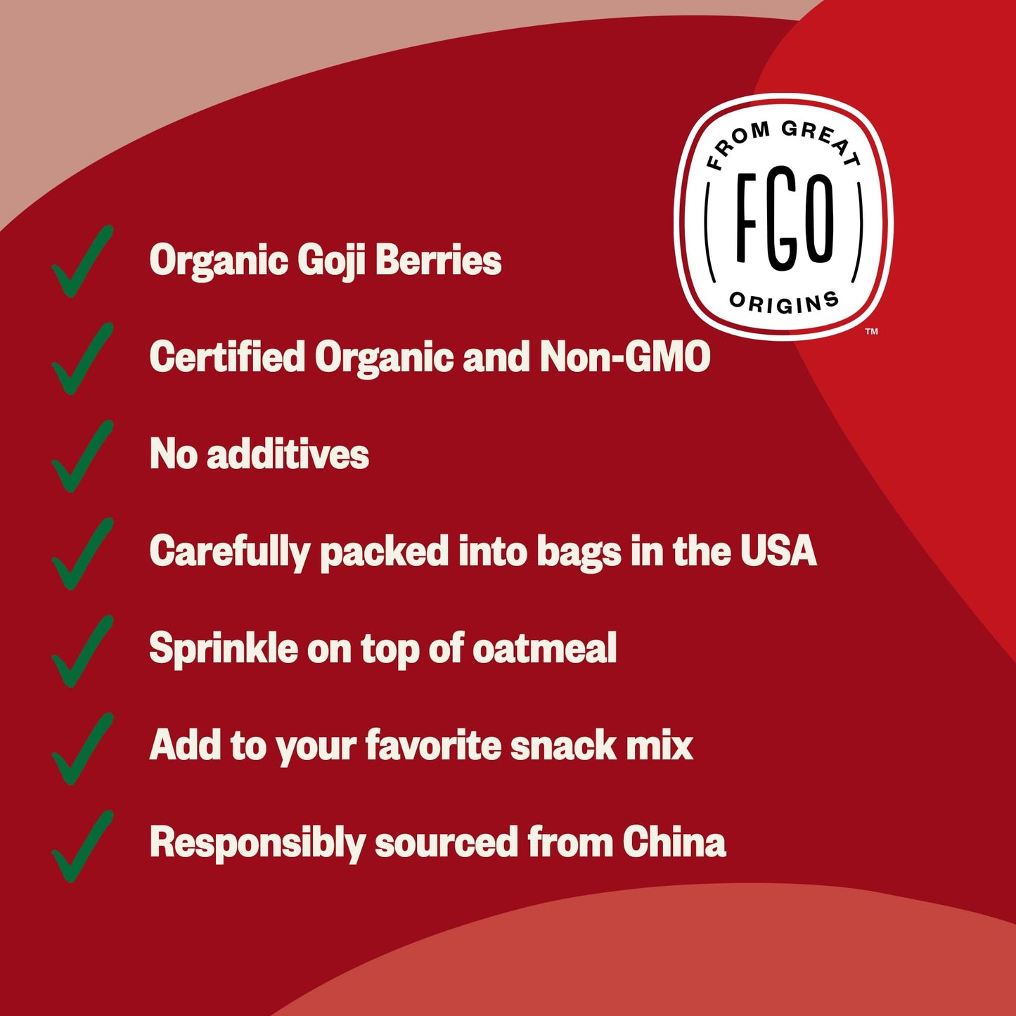 Organic Goji Berries | Large & Chewy | Every Batch Lab-Tested | 32Oz Resealable Kraft Bag | 100% Raw From Ningxia | By Fgo