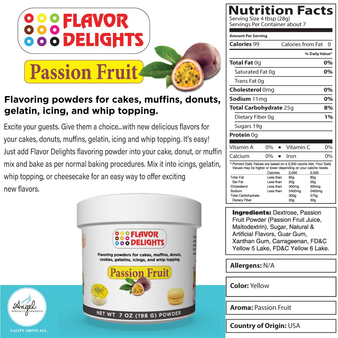 Angel Specialty Products Flavor Delights Flavored Powder Bakery Mix Passion Fruit