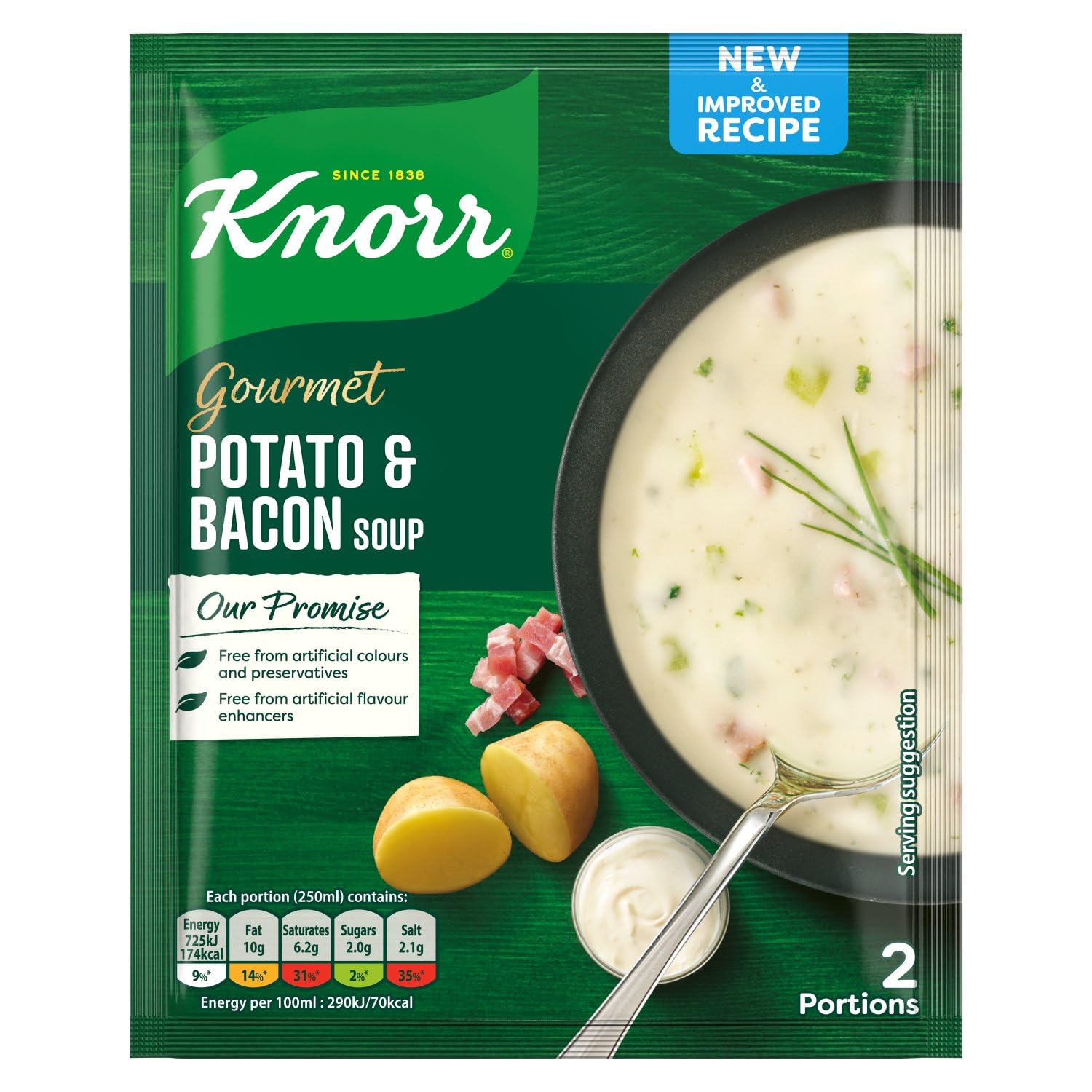Knorr Gourmet Potato & Bacon Soup Mix, 70g (2.47oz), Pack of 3, Irish recipe