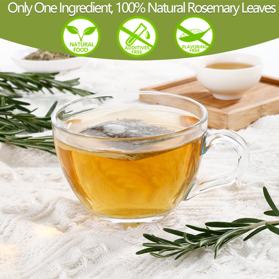 ULTHMOK Premium Rosemary Tea Bags - 100% Pure Natural Rosemary, Caffeine Free, 100 Count