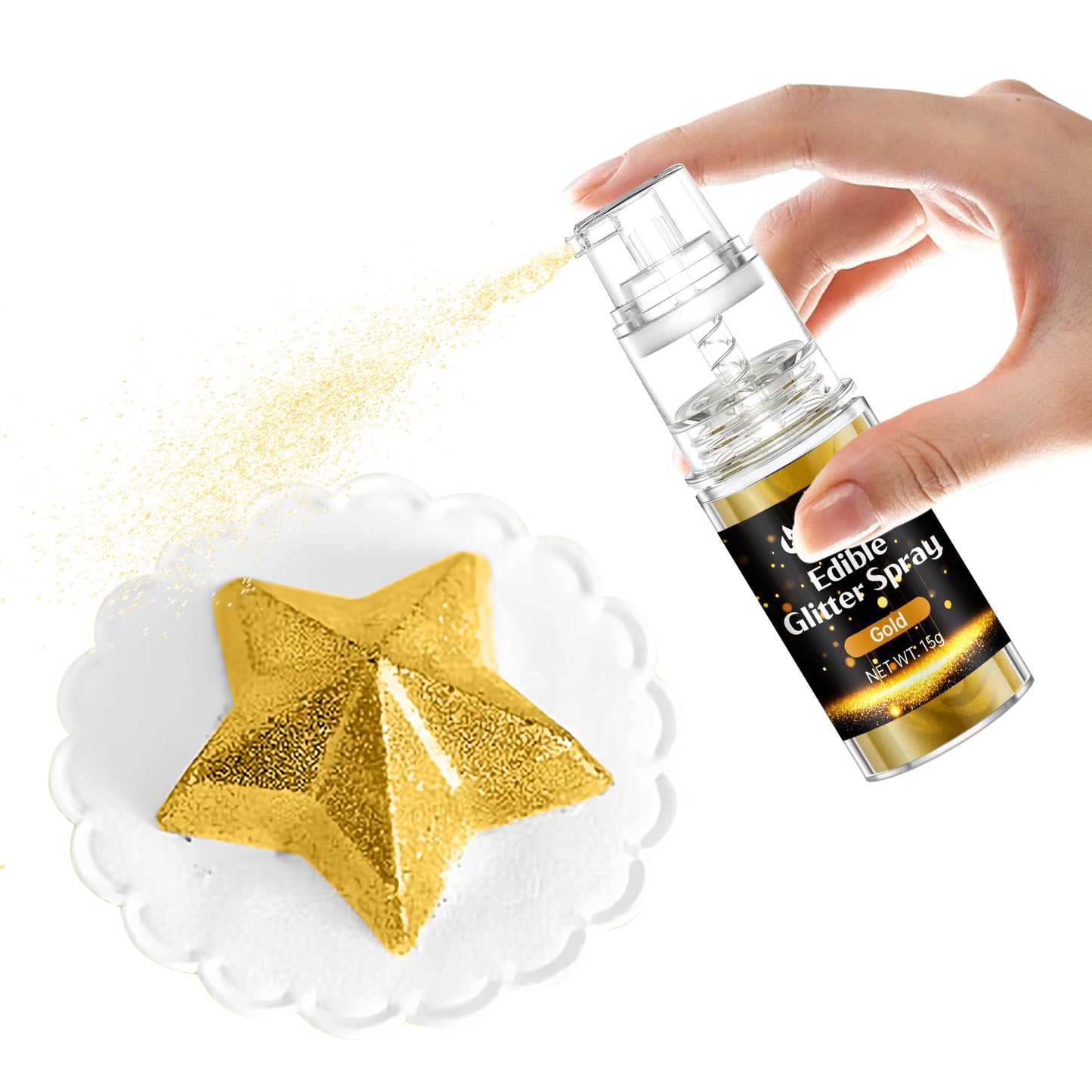 Gold Edible Glitter Spray - 15G Edible Gold Glitter For Cakes Food Grade Metallic Shimmer Powder Cake Sprinkles For Cookie Decor
