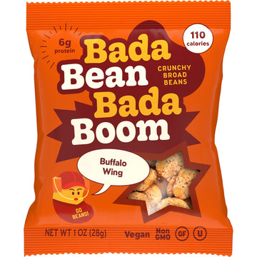 Enlightened Bada Bean Bada Boom - Plant-Based Protein, Gluten Free, Vegan, Crunchy Roasted Broad (Fava) Bean Snacks, 110 Calorie