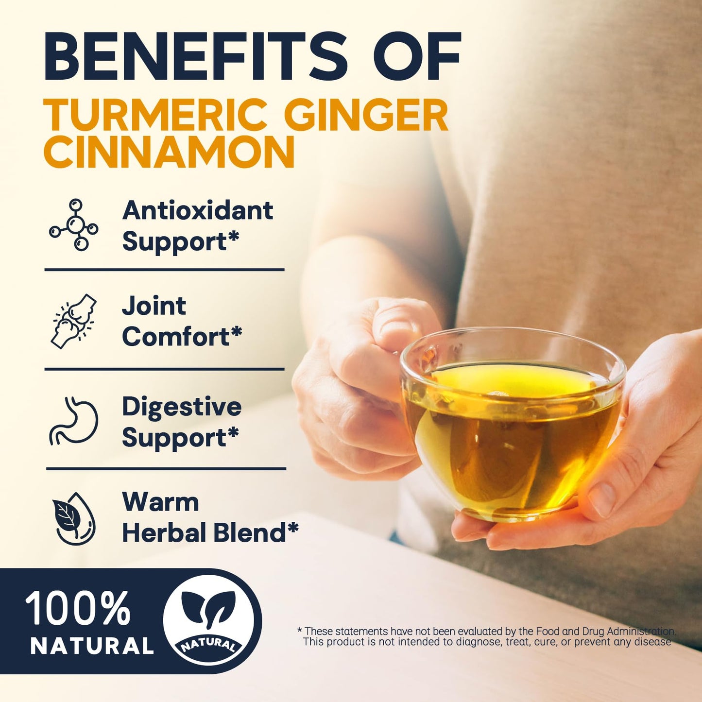 Turmeric Ginger Cinnamon Tea Bags  No Sugar  No Caffeine  120 Count