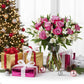 Benchmark Bouquets - Delightful Roses & Alstroemeria (Glass Vase Included) - Fresh Flowers for Delivery - Gift for Graduation, B