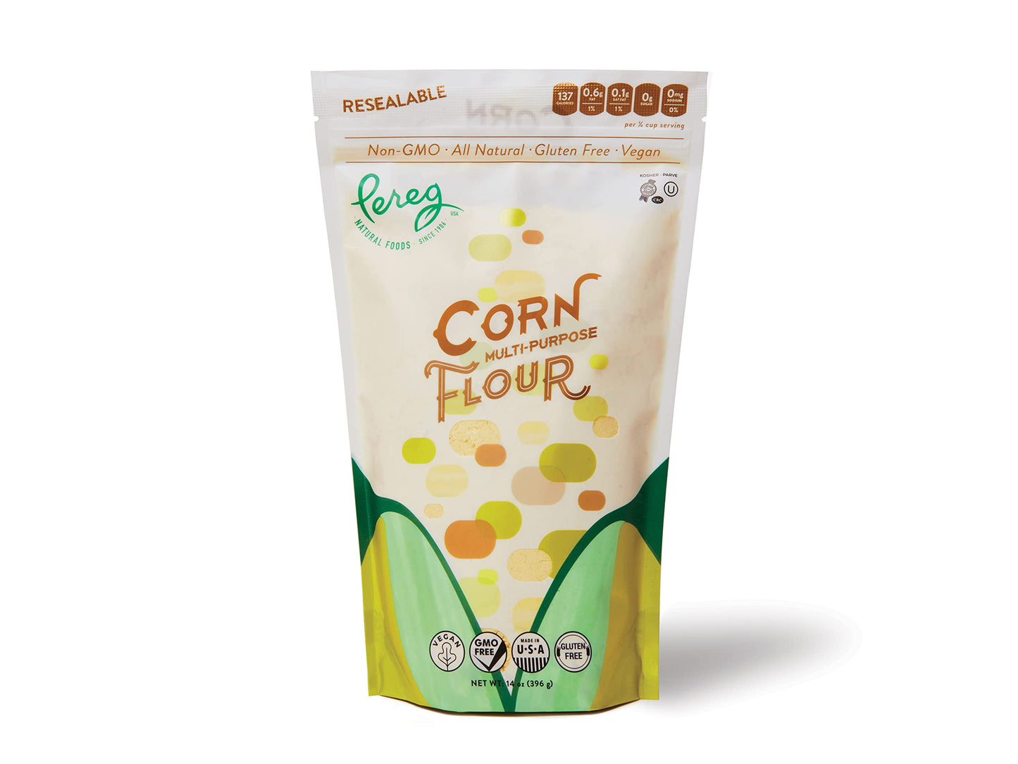 Yellow Corn Flour (14 Oz) - Vegan, Non-Gmo, Made In Usa, Gluten-Free - Cornflour For Mexican Dishes, Bread, Muffins, Cakes, Tortillas, Pupusas & Bakery - Resealable Packaging