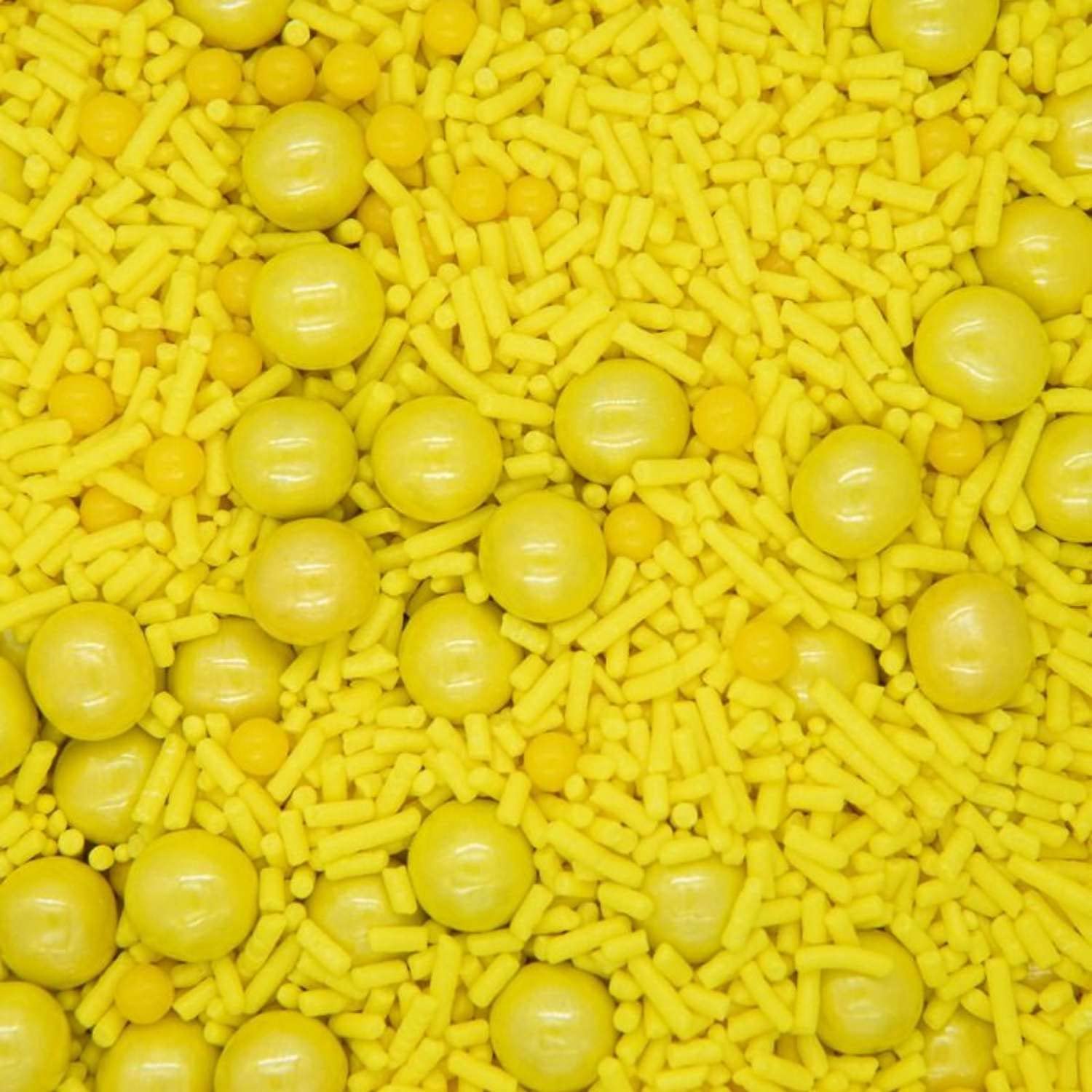 Sweets & Treats Boutique Yellow Cake Sprinkles - Edible Toppings with Jimmies, Chocolate Balls, and Pearl Sprinkles
