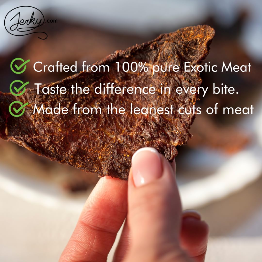 Exotic Jerky Gift Box For Men - 8 Piece Exotic Jerky & Meat Sticks Gift Set - Healthy Exotic Jerky Gift Box Includes Venison, El