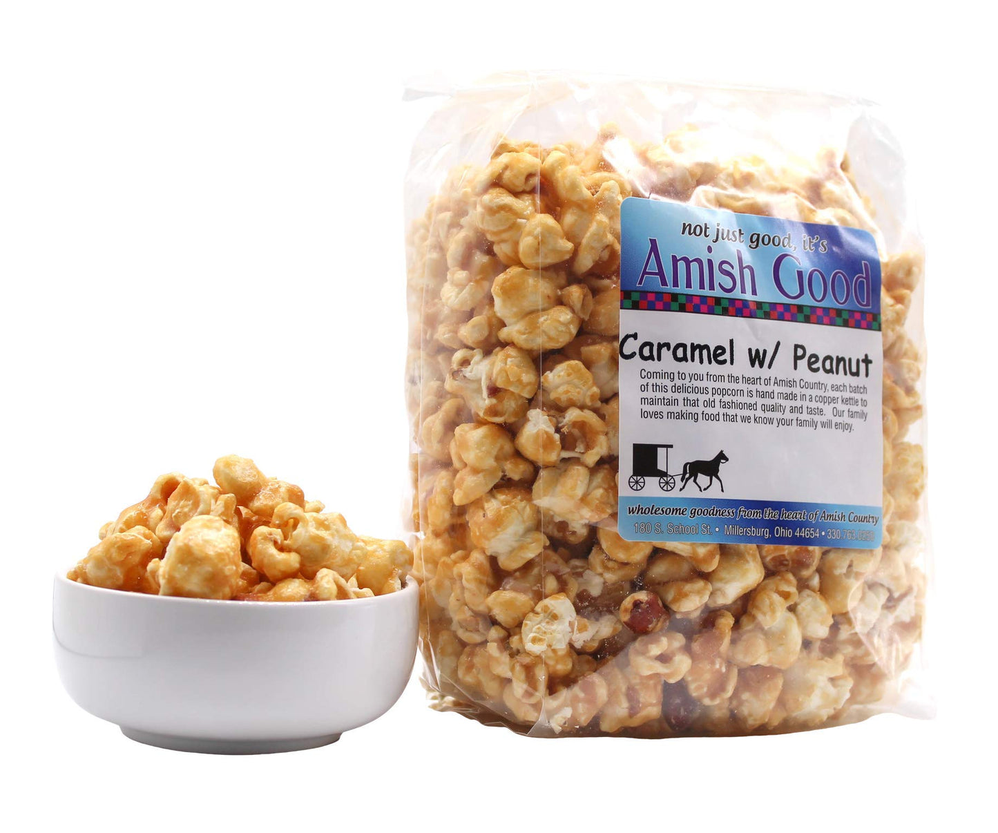 Amish Good Premium Caramel Popcorn With Peanuts * Real Butter And Coconut Oil In 12 Oz Bag