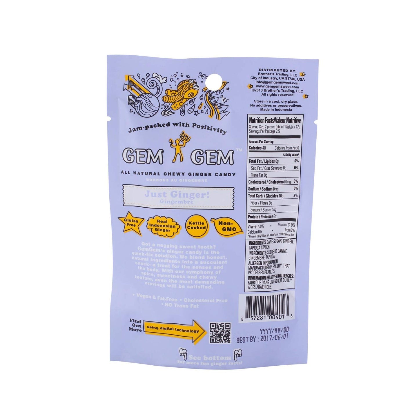 Gem Gem Ginger Candy Chewy Ginger Chews (Original, 1.25Oz Tasting Samples)