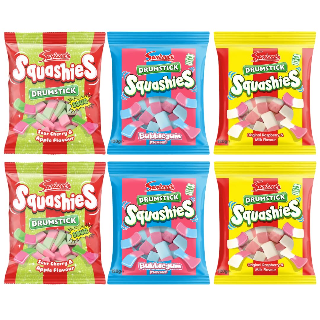 Generic Squashie Variety Pack - Assorted Flavours, Soft & Chewy Candy, 6 Pack (120g Each)