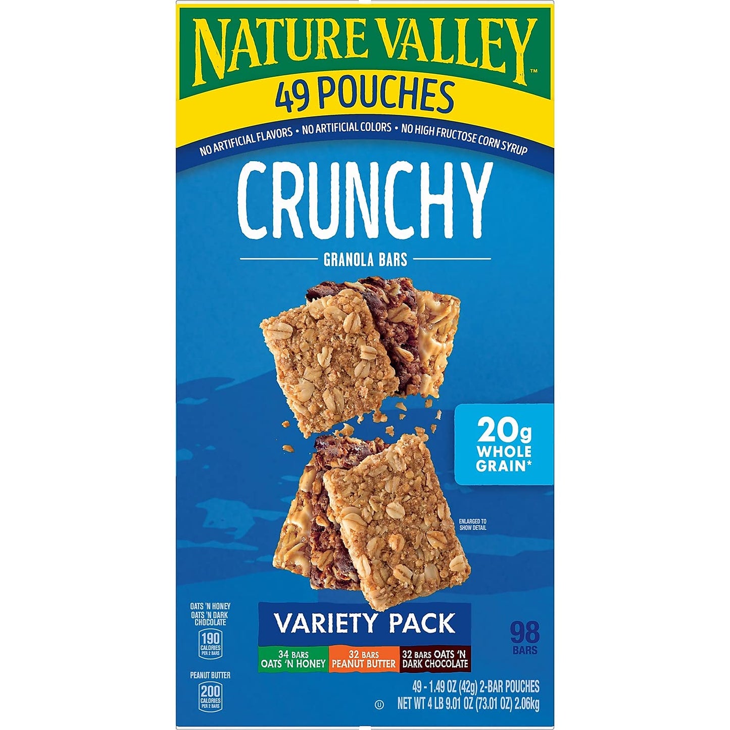 Nature Valley Crunchy Granola Bars Variety Pack 49 pouches - 1.49 oz each (98 bars)