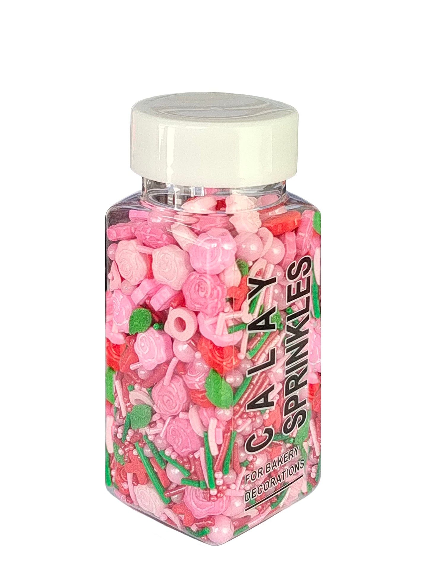 Sentovac Edible Red Pink Rose Mix Sprinkles For Decorating 1 Bottle 3.35Oz/ 95G | Cake Cupcakes And Ice Cream Topper Decorations