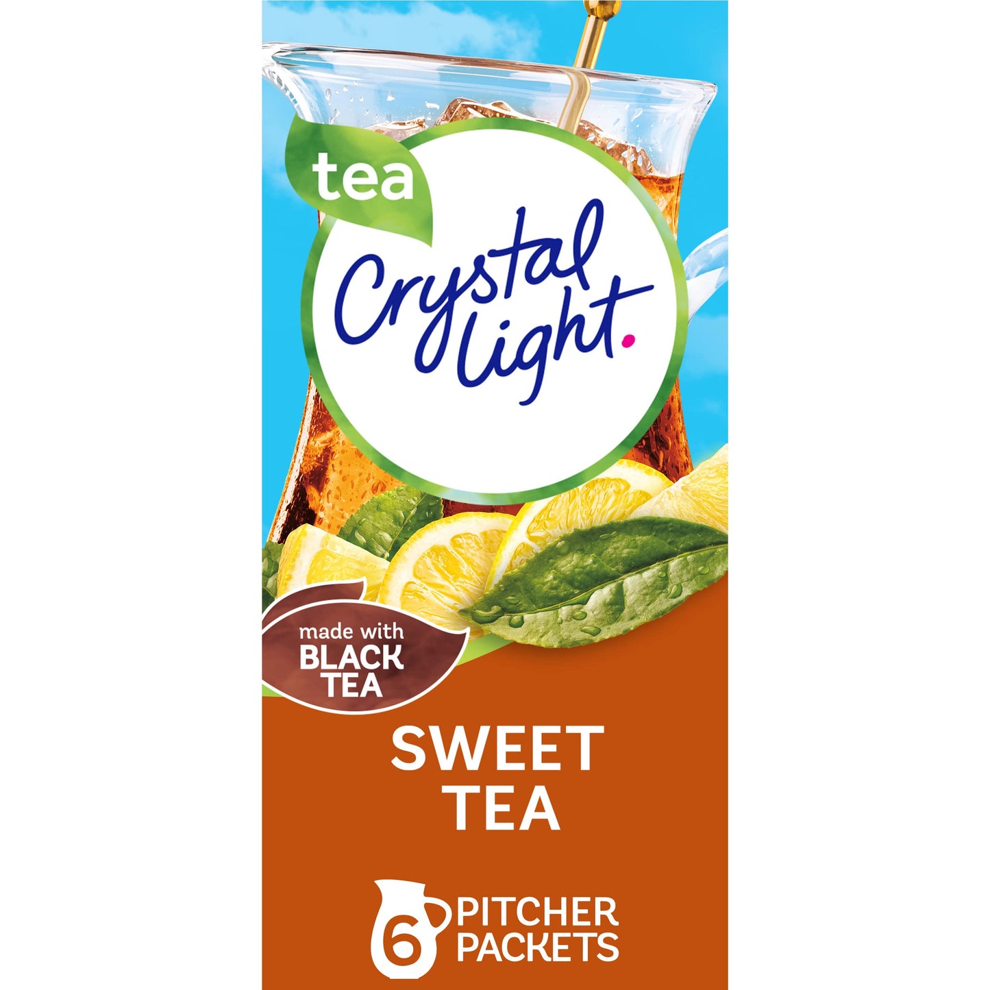 Crystal Light Sweet Tea Naturally Flavored Powdered Drink Mix, 6 Ct Pitcher Packets