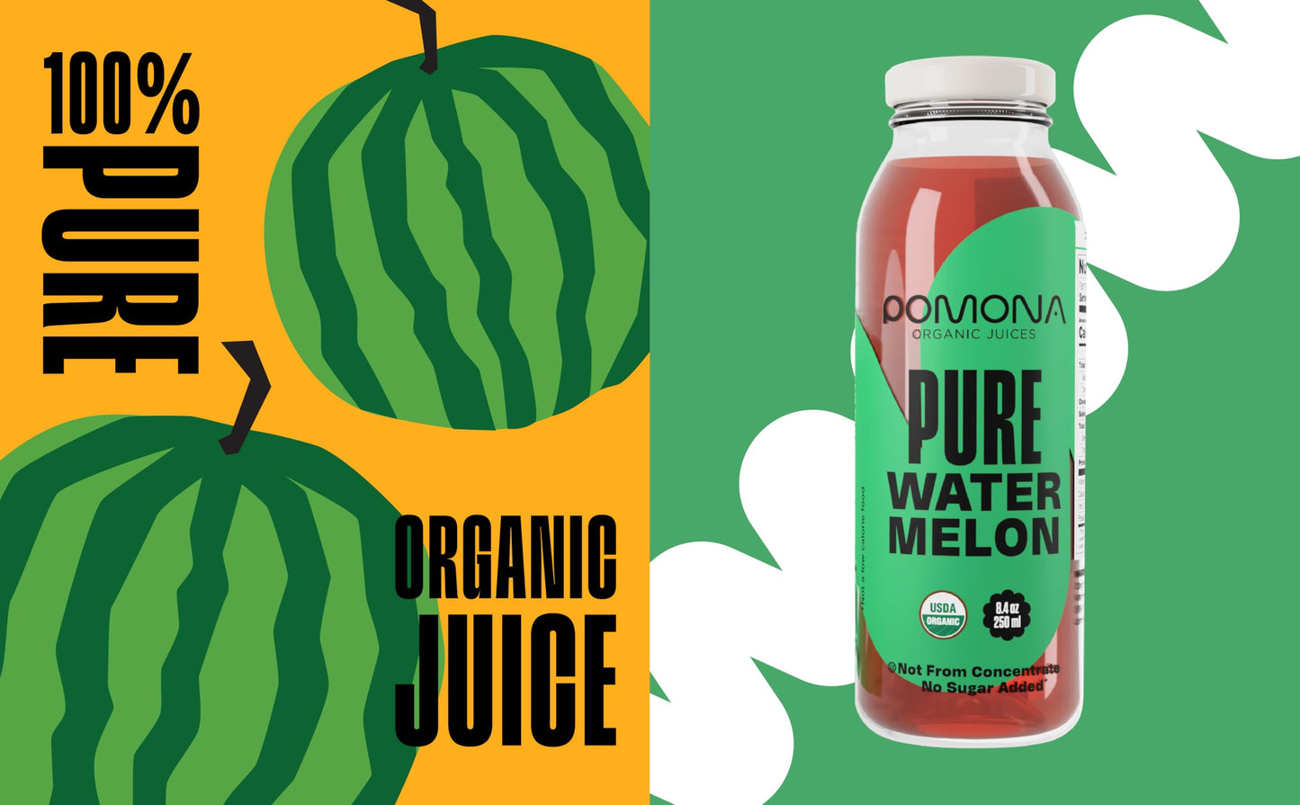 Pomona Organic Juices Pure Watermelon Juice, Cold Pressed Organic Juice, Non-GMO, No Sugar Added, Not from Concentrate, Gluten F