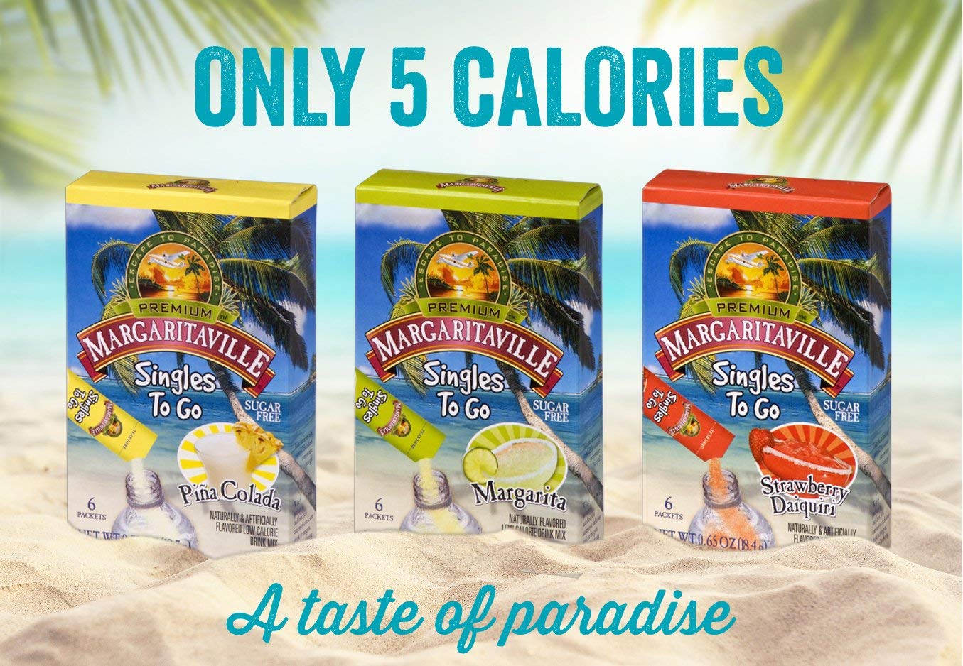 Margaritaville Singles To Go Water Drink Mix - Margarita Flavor, Non-  ic, 18 Total Servings (3 Boxes, 6 Packets Each)