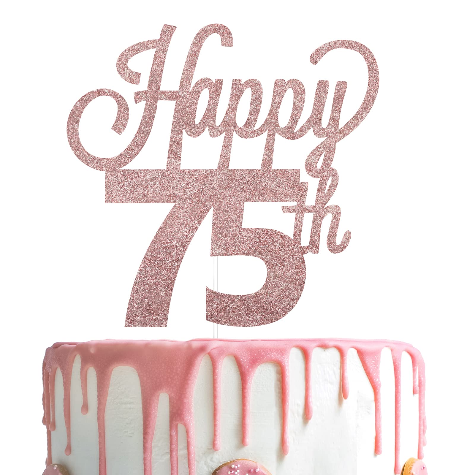 Lingteer Happy 75Th Birthday Cake Topper - Cheers To 75Th Birthday 75 Years Old Birthday Party Cake Decorations Sign.