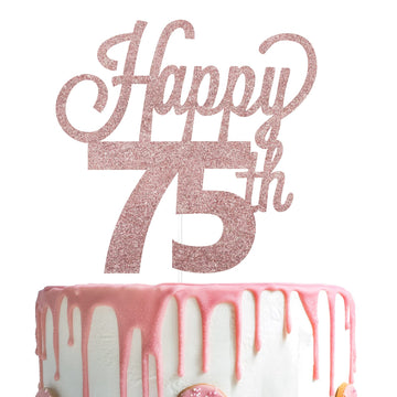 Lingteer Happy 75Th Birthday Cake Topper - Cheers To 75Th Birthday 75 Years Old Birthday Party Cake Decorations Sign.