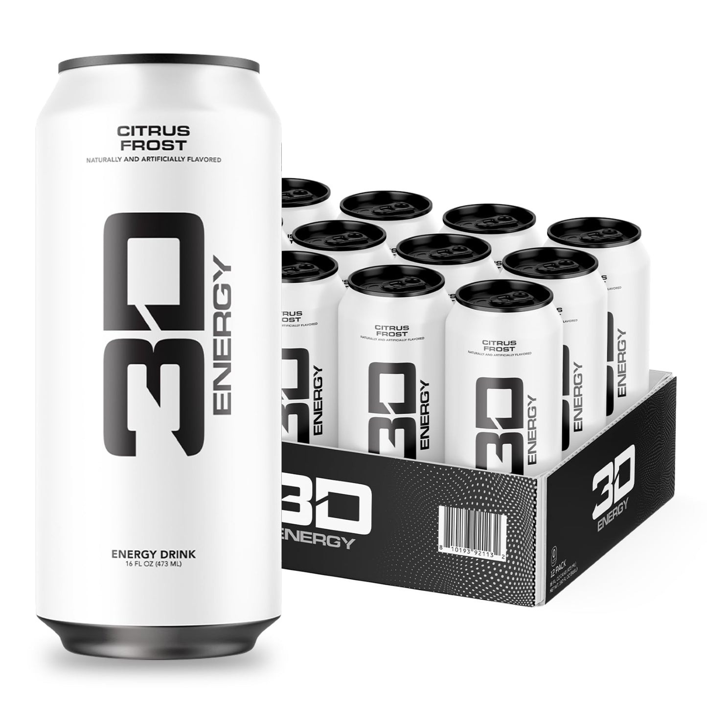 3D Energy Drink - Sugar Free  200mg Caffeine  Pre Workout  Taurine  L-Carnitine  Lightly Carbonated  16oz Cans  12 Pack - Citrus Frost