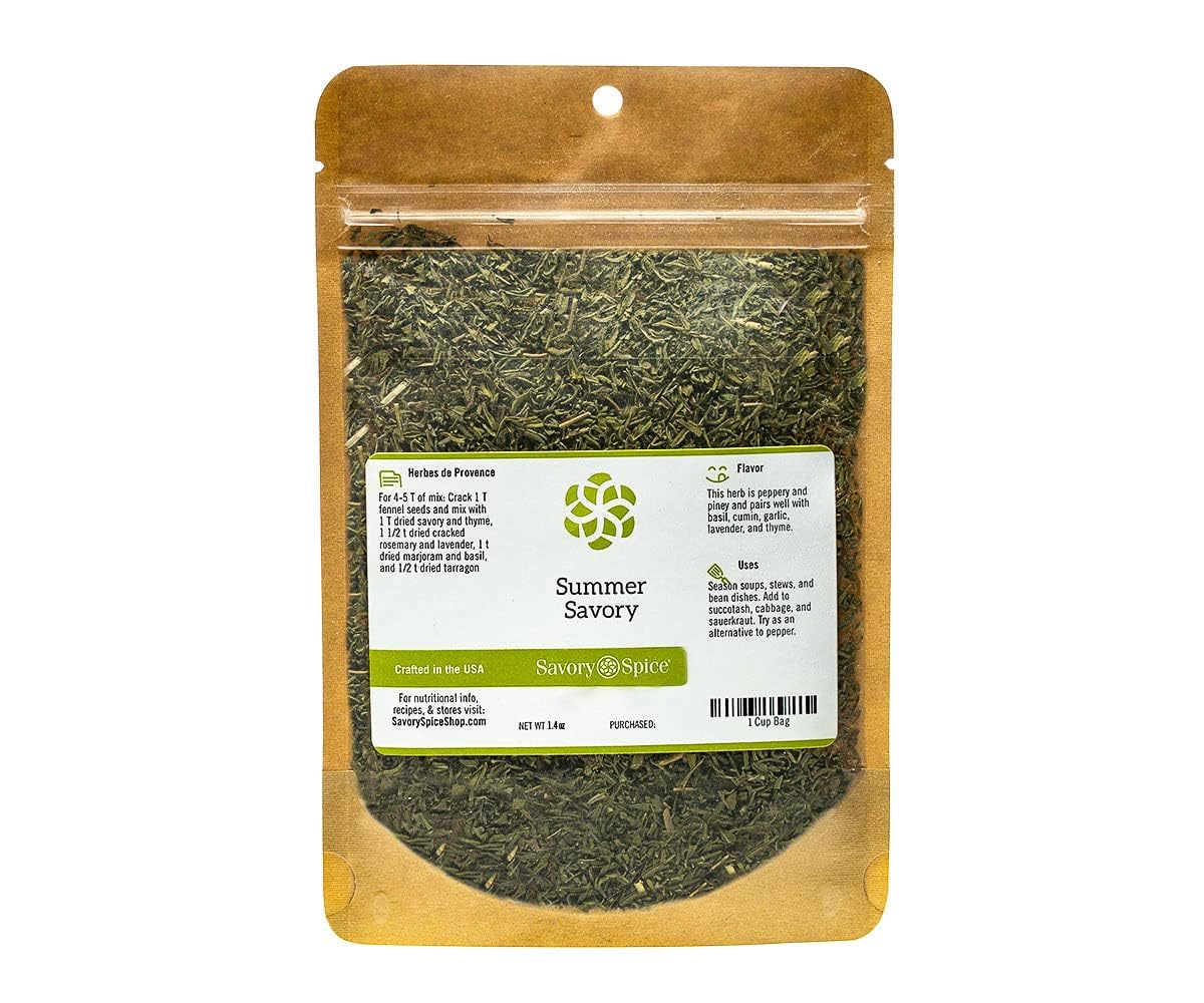 Savory Spice Summer Savory Seasoning - Dried Savory Leaves | Add Summer Savory Herb & Subtle Peppery Flavor to Soups & Stews (1/