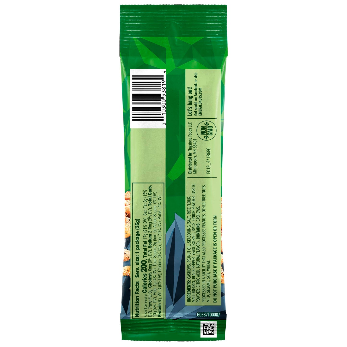 Emerald Nuts Salt And Pepper Seasoned Cashews 12 Ct (1-Pack) | 1.25 Oz Individual Snack Tubes | Kosher Certified, Non-Gmo, Contains No Artificial Preservatives, Flavors Or Synthetic Colors