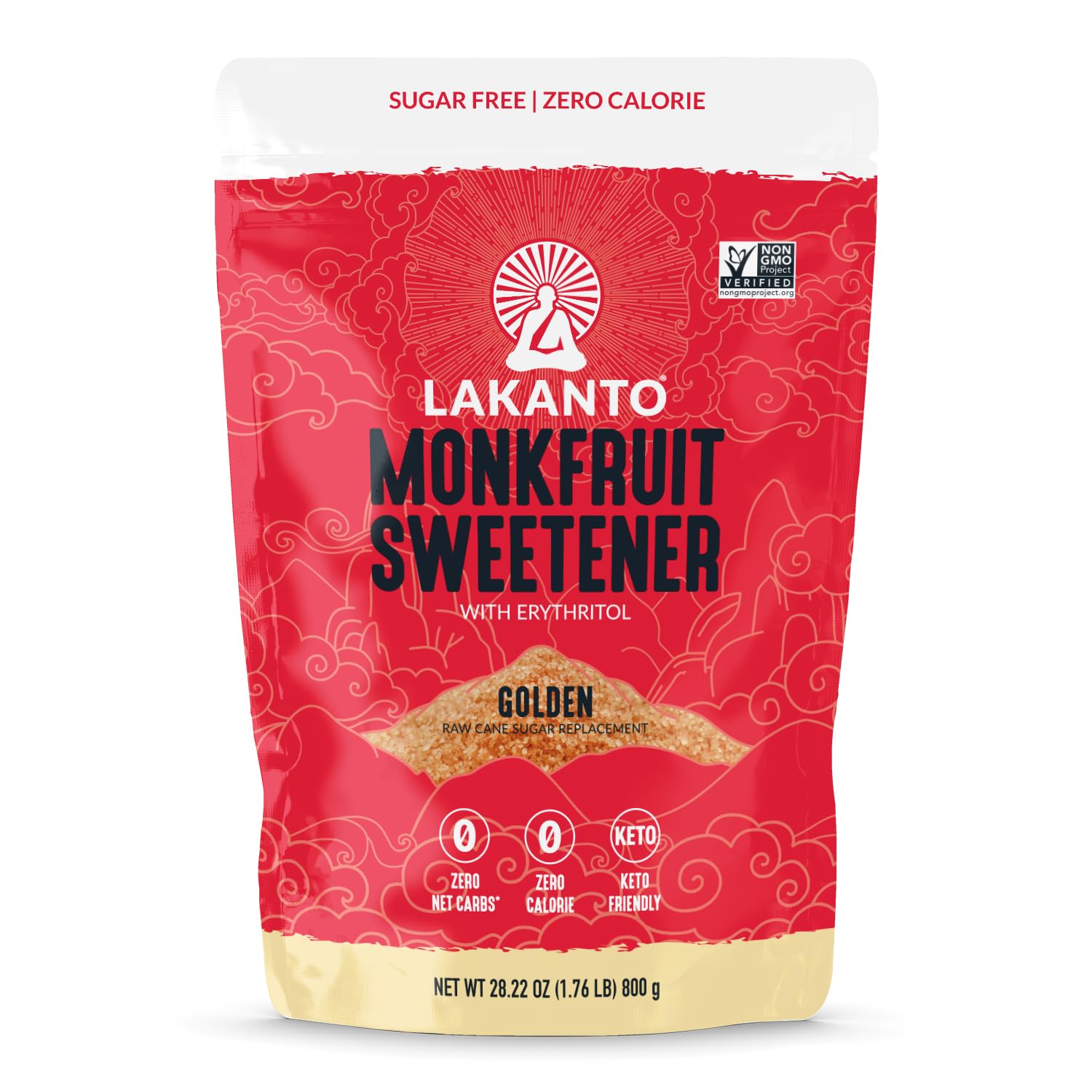 Lakanto Golden Monk Fruit Sweetener, Low Carb Sugar Substitute, 28.22 Ounce, Gluten Free, Non GMO, Keto Friendly