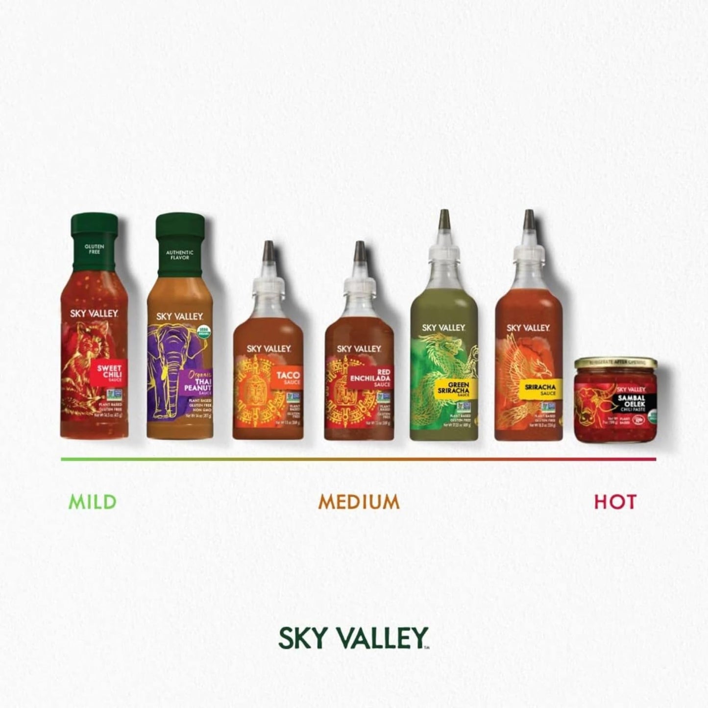 Sky Valley Green Sriracha Sauce - Spicy Green Sriracha Hot Sauce, Lime, Jalapeno Pepper, Cilantro, Plant Based, Vegan - 17.25 Oz