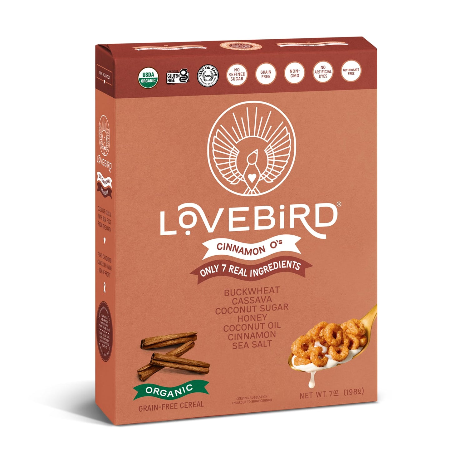 Lovebird, Cereal Cinnamon Grain Free Organic, 7 Ounce
