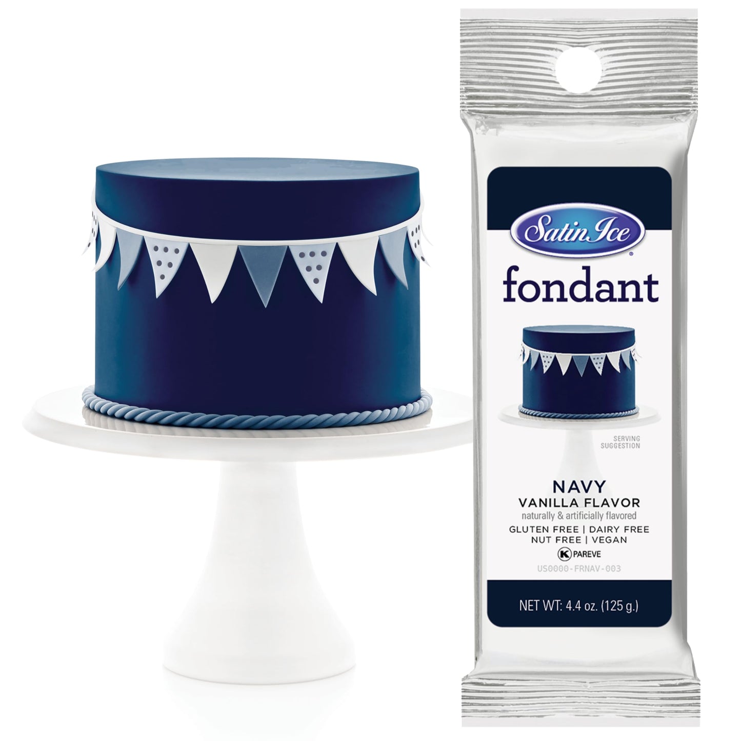Satin Ice Navy Fondant, Vanilla, 4.4 Ounces