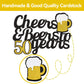 Cheers To 50 Years Cake Topper, Happy 50Th Birthday Cake Topper, 50Th Anniversary Birthday Party Supplies Black And Gold Glitter