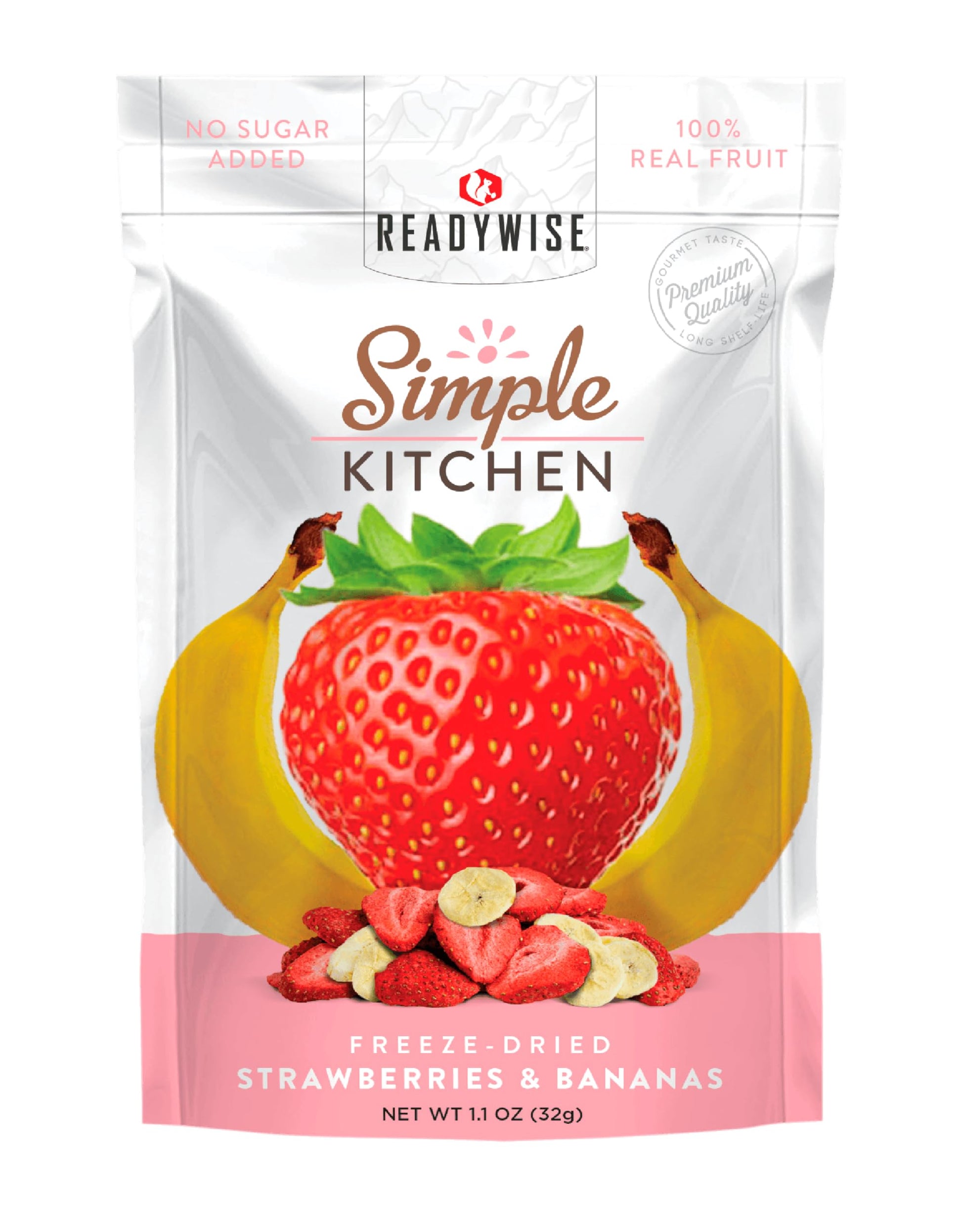 Readywise - Simple Kitchen, Freeze-Dried Strawberries & Bananas, Pack Of 1, Vegetarian, Gluten Free, Snacks, Strawberries, Banan