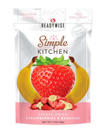 Readywise - Simple Kitchen, Freeze-Dried Strawberries & Bananas, Pack Of 1, Vegetarian, Gluten Free, Snacks, Strawberries, Banan