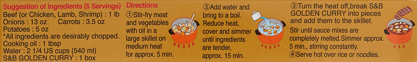 S & B 316922 3.2 oz Sauce Mix Hot Golden Curry - Pack of 1212