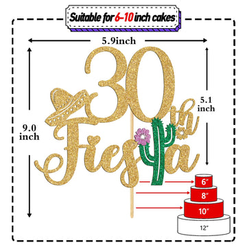 Tivurcia 30Th Fiesta Cake Topper, Cheers To 30 Years/Taco Bout 30 Cake Decor,Tropical Hawaiian Mexican Summer Themed Happy 30Th