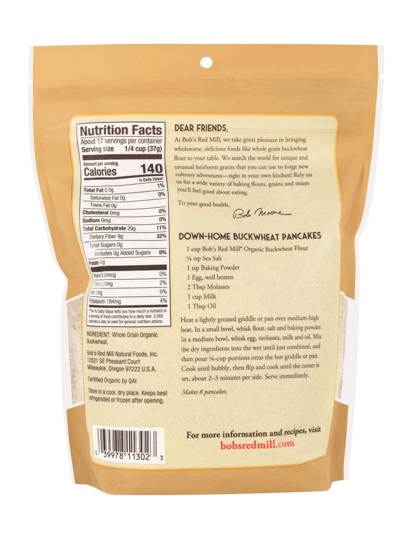 Bobs Red Mill, Organic Buckwheat Flour, 22 Ounce