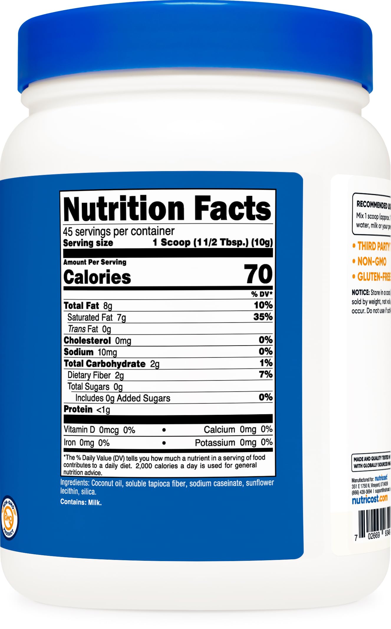 Nutricost Coconut Oil Powder 1 Lb (45 Servings) - Non-Gmo And Gluten-Free - Premium Quality