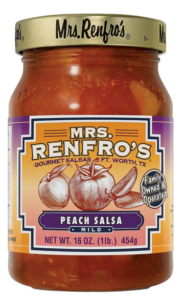Mrs. Renfros Salsa Peach Gourmet, 16 Ounce (Pack of 6)