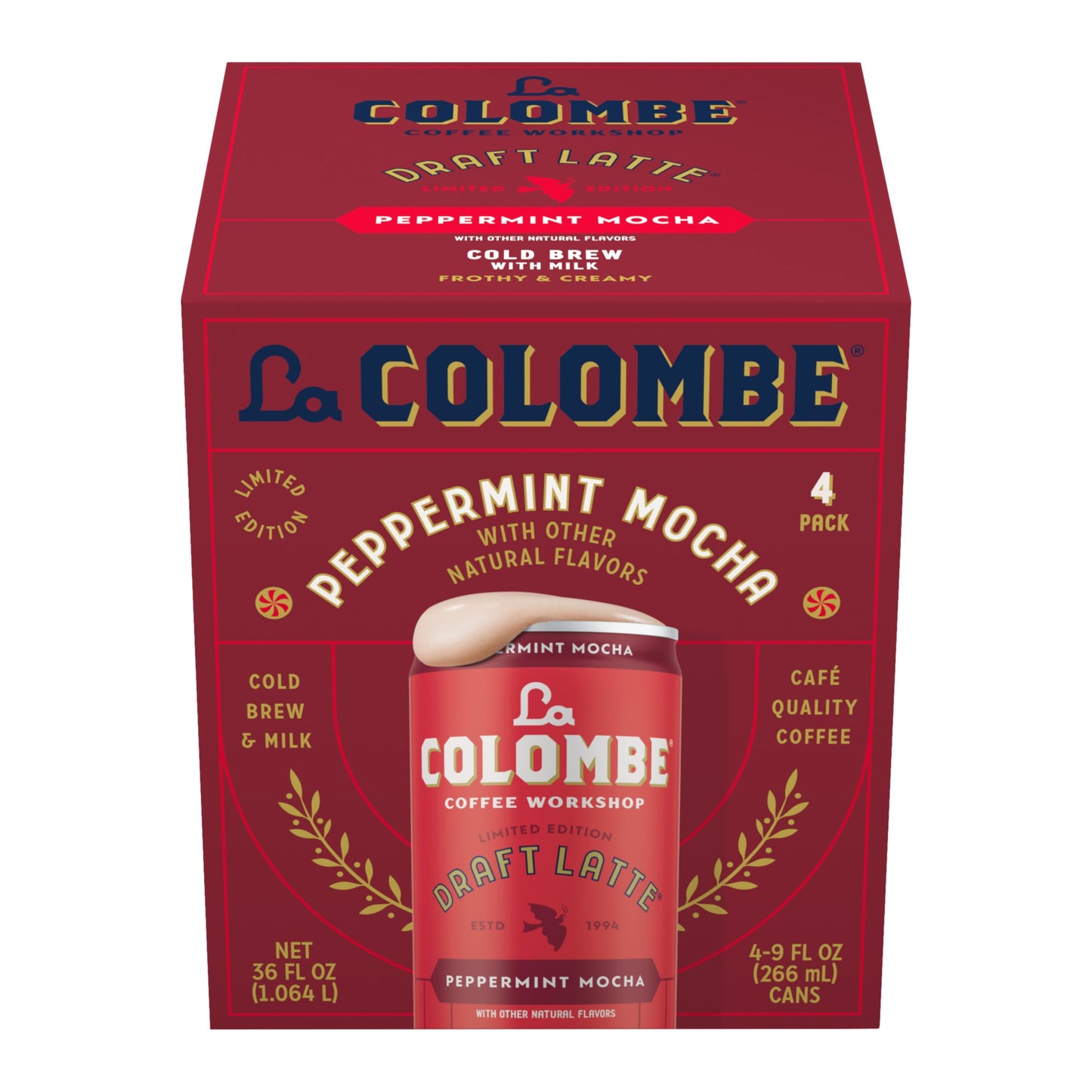 La Colombe Peppermint Mocha Draft Latte - 9 Fluid Ounce  4 Count - Cold-Pressed Espresso And Frothed Milk + Peppermint And Dark Chocolate - Made With Real Ingredients - Grab And Go Coffee