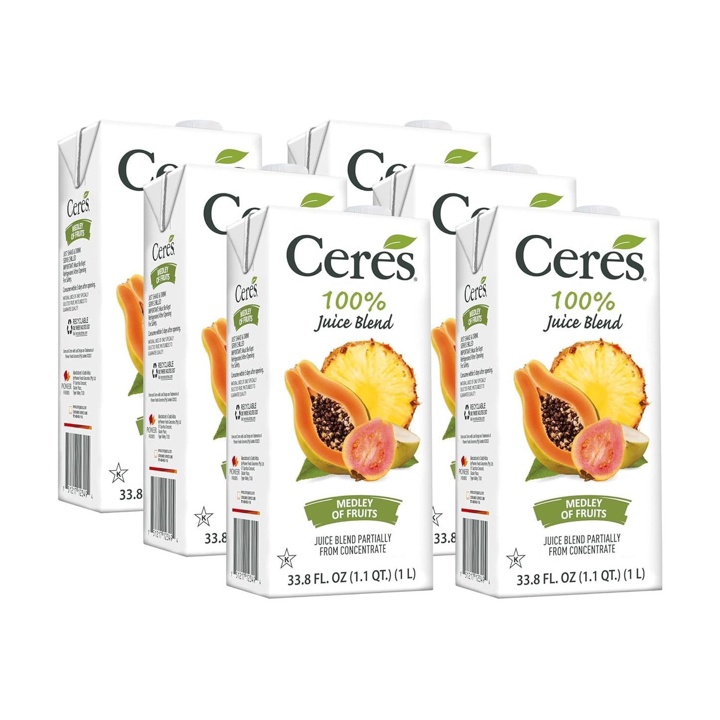 Ceres 100% Pure Fruit Juice Blend - Vitamin C Rich, No Preservatives, Gluten Free, 33.8 Fl Oz (Pack of 6)