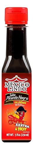 Mexico Lindo Picante Negra Xxxtra Hot Sauce | Scoville Unit Level 80,000 | Sugar Free | 5 Fl Oz Bottle (Pack Of 1)