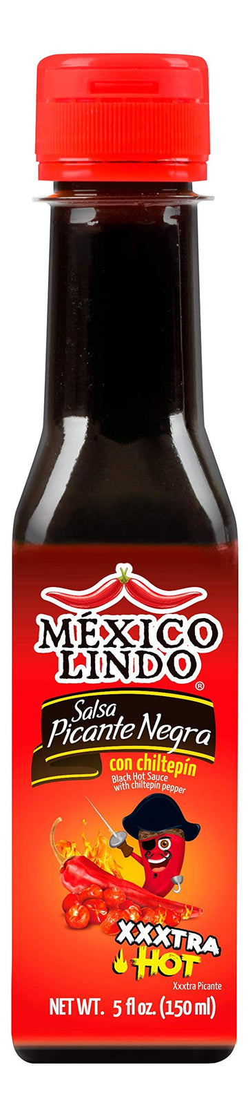 Mexico Lindo Picante Negra Xxxtra Hot Sauce | Scoville Unit Level 80,000 | Sugar Free | 5 Fl Oz Bottles (Pack Of 2)