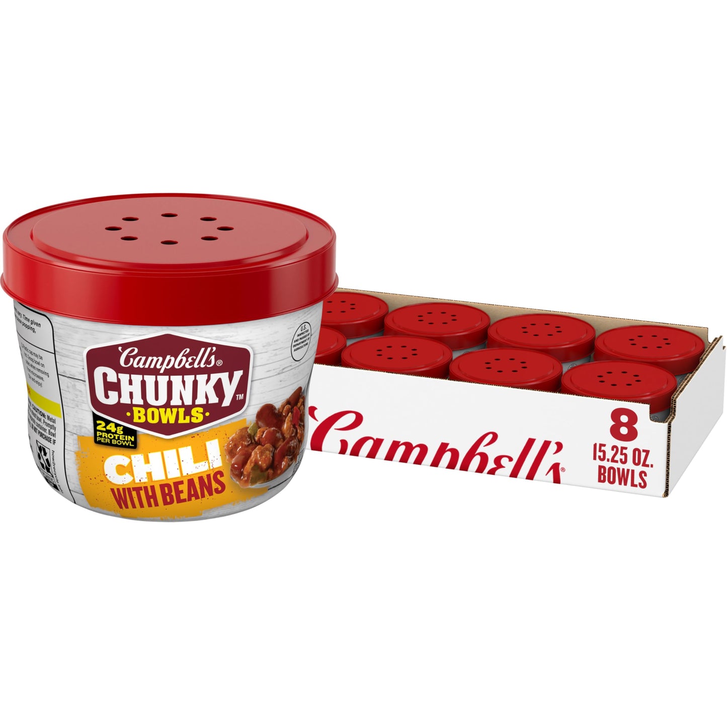 Campbell'S Chunky Chili With Beans, 15.25 Oz Microwavable Bowl (Pack Of 8)