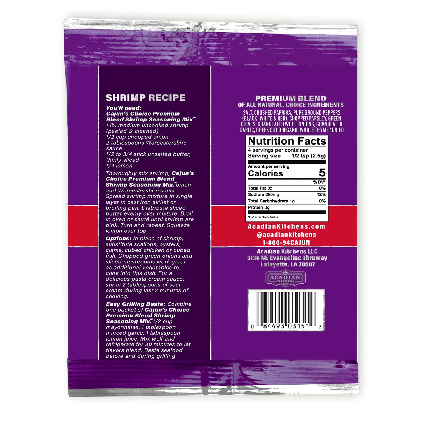 Cajun Shrimp Seasoning Mix .3 Oz Cajun'S Choice Louisiana Foods (2 Pack)