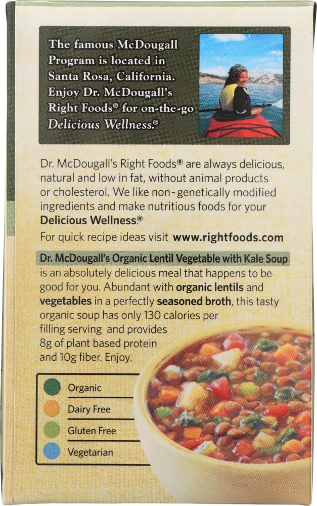 Dr. Mcdougall'S Right Foods Organic Vegetable Soup, Lentil, 18-Ounce (Pack Of 6)