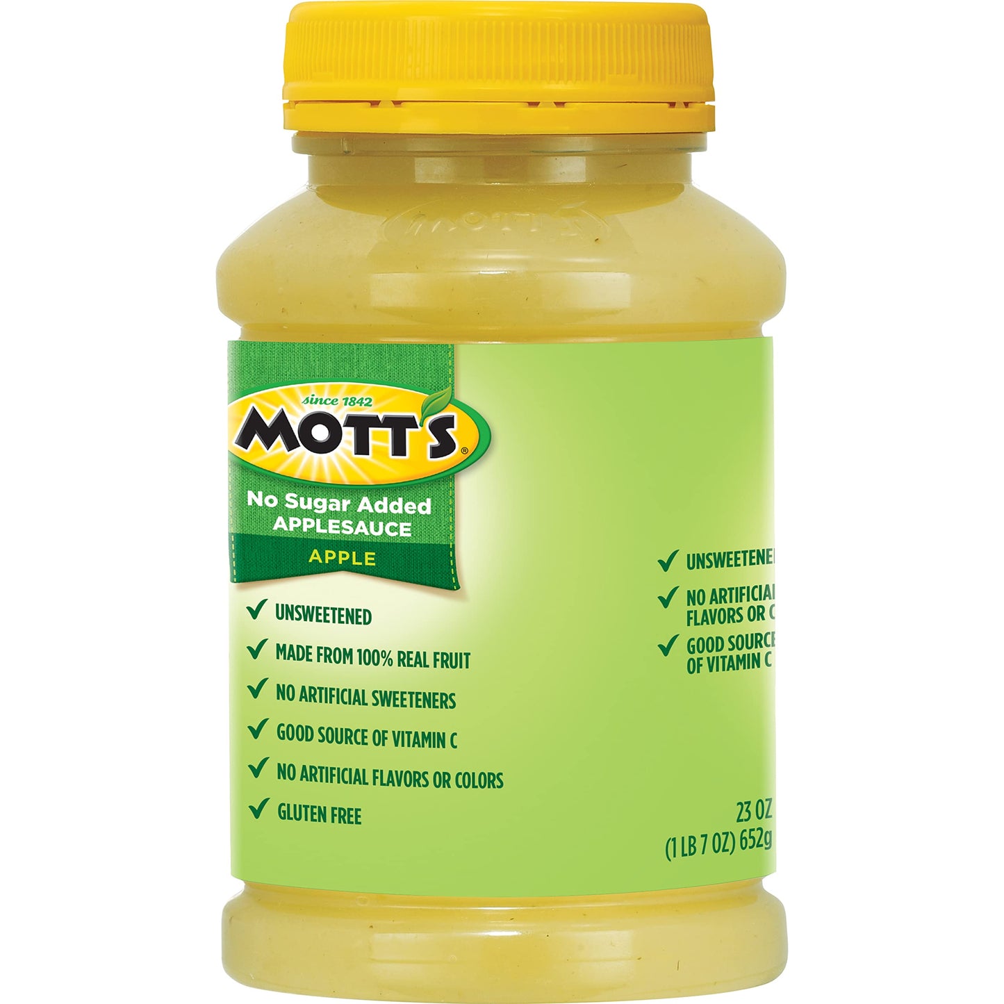 Motts No Sugar Added Applesauce, 23 Oz Jar (Pack Of 12), Good Source Of Vitamin C, No Artificial Flavors