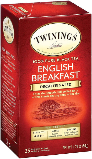 Twinings Classics Naturally Decaffeinated English Breakfast Tea -- 25 Count (Pack Of 1)