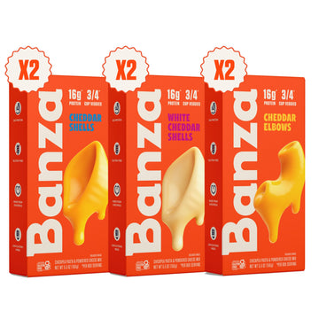 Banza Mac and Cheese Variety Pack - High Protein, Gluten Free, and Lower Carb Protein Mac and Cheese - 5.5oz (Pack of 6)