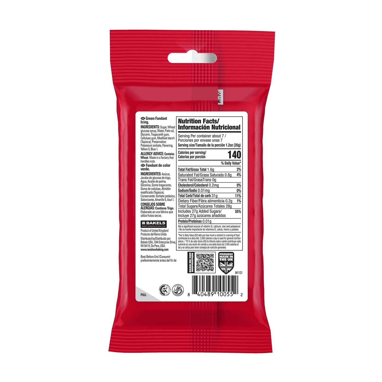 Renshaw Green Fondant Icing for Cake Decorating - Ready to Roll, Edible Fondant for Cupcakes, Cookies, & Cake Decoration, Smooth
