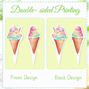 Ercadio 32 Pack Double Sided Ice Cream Cupcake Toppers Glitter Cupcake Picks For Baby Shower Birthday Summer Hawaii Theme Party